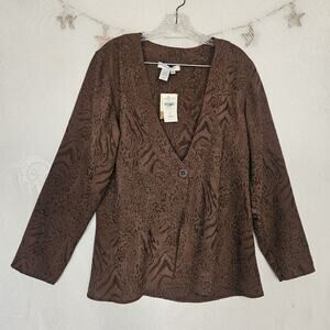Coldwater Creek Jacquard Small Vintage Animal Print Timeless Kimono Jacket Retro